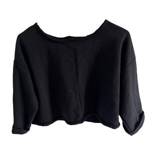 Forever 21 Black Cutoff Relaxed Fit Half Sleeve Pullover Sweater Size Medium M